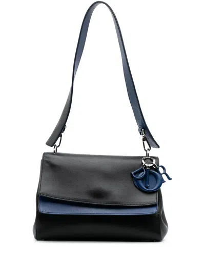 Pre-owned Dior 2016 Medium Calfskin Be  Double Flap Shoulder Bag In Black