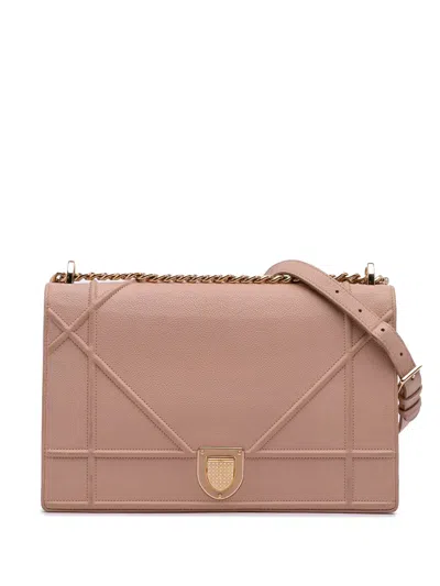 Pre-owned Dior 2016 Medium Grained Calfskin Ama Flap Crossbody Bag In Pink