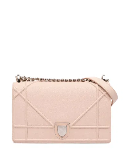 Pre-owned Dior 2016 Medium Grained Calfskin Ama Flap Crossbody Bag In Pink