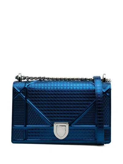 Pre-owned Dior 2016 Medium Metallic Patent Microcannage Ama Crossbody Bag