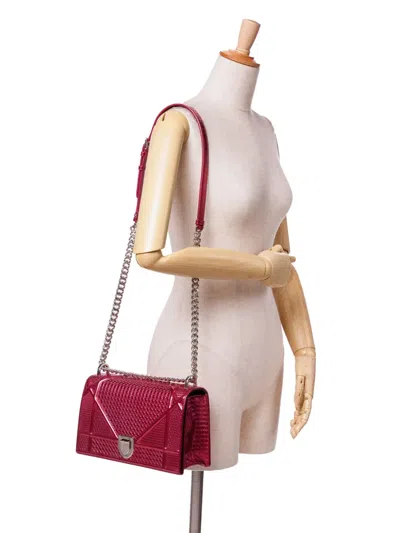 Pre-owned Dior 2016 Medium Metallic Patent Microcannage Ama Flap Crossbody Bag In Pink