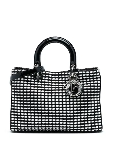 Pre-owned Dior 2016 Medium Patent And Tweed Issimo Satchel In Black