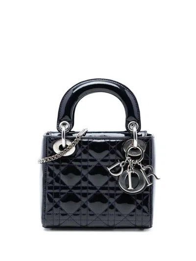 Pre-owned Dior 2016 Mini Patent Cannage Lady  Satchel In Purple