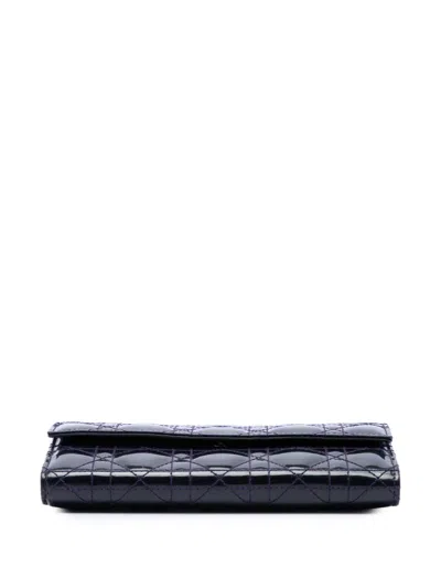 Pre-owned Dior 2016 Patent Cannage Lady  Wallet On Chain Crossbody Bag In Purple
