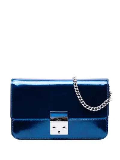 Pre-owned Dior 2016 Patent Miss  Promenade Crossbody Bag In Blue