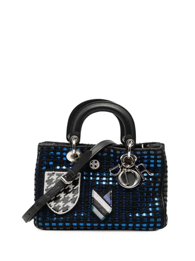 Pre-owned Dior 2016 Small Tweed Patch Issimo Tote Satchel In Blue