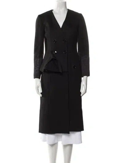 Pre-owned Dior 2016 Virgin Wool Trench Coat In Black