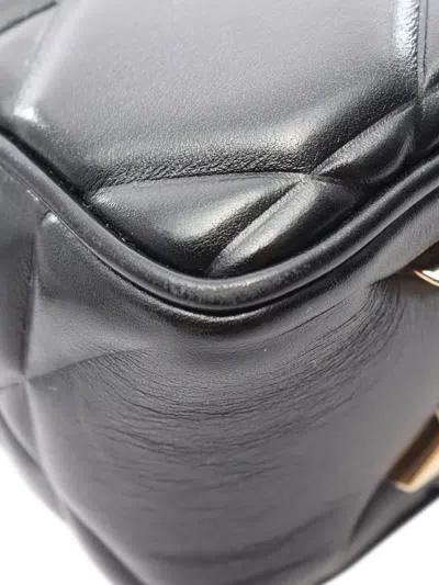 Pre-owned Dior 2016-2026 Mini Embossed Calfskin Cannage Lady 95.22 Bag Satchel In Black