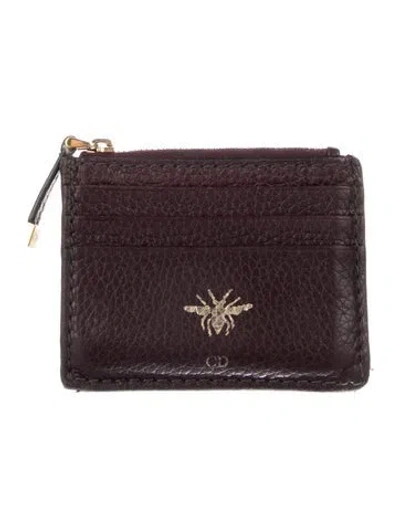 Pre-owned Dior 2017 Bee Accent Card Holder In Brown