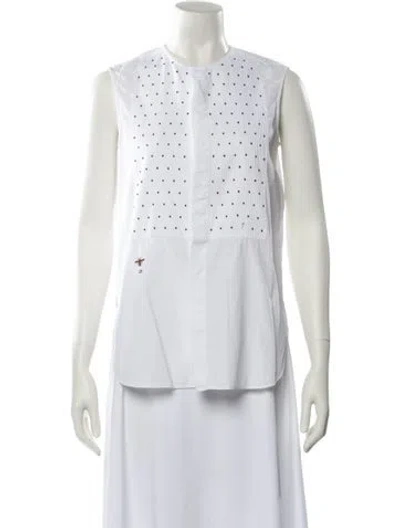 Pre-owned Dior 2017 Crew Neck Button-up Top In White