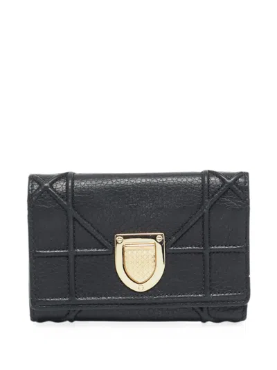 Pre-owned Dior 2017 Ama Cannage Wallet In Black