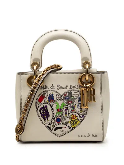 Pre-owned Dior 2017 Amour Niki De Saint Phalle Mini Calfskin Lady  Satchel In White