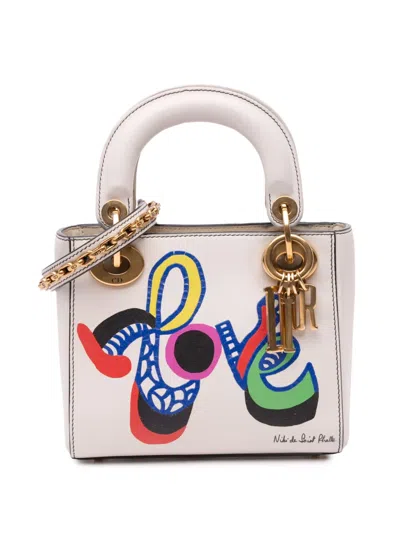 Pre-owned Dior 2017 Amour Niki De Saint Phalle Mini Calfskin Love Lady  Satchel In White