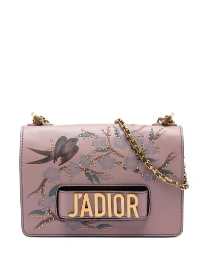 Pre-owned Dior 2017 Jardin Japonais Medium Calfskin Ja Chain Flap Shoulder Bag In Pink