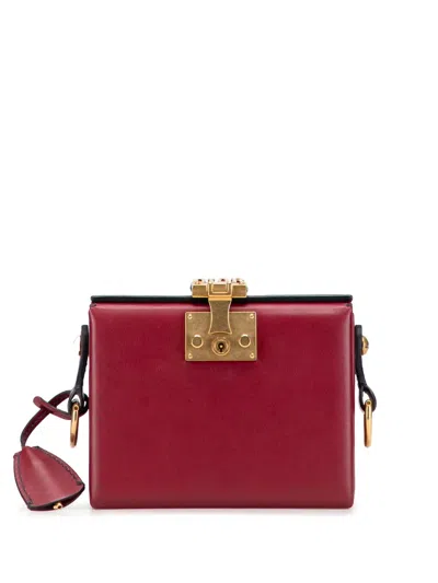 Pre-owned Dior 2017 Lambskin Addict Lockbox Crossbody Bag In Red