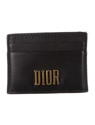 Pre-owned Dior 2017 Leather Card Holder In Black