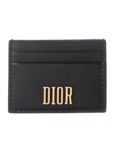 Pre-owned Dior 2017 Leather Card Holder In Black