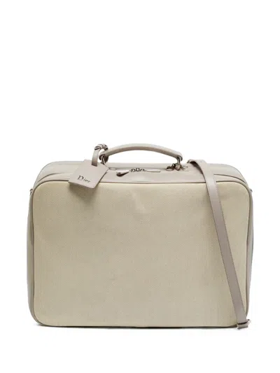 Pre-owned Dior 2017 Leather-trim Suitcase In Neutrals