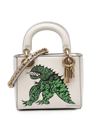 Pre-owned Dior 2017 Limited Edition Niki De Saint Phalle Mini Calfskin Dragon Lady  Satchel In White