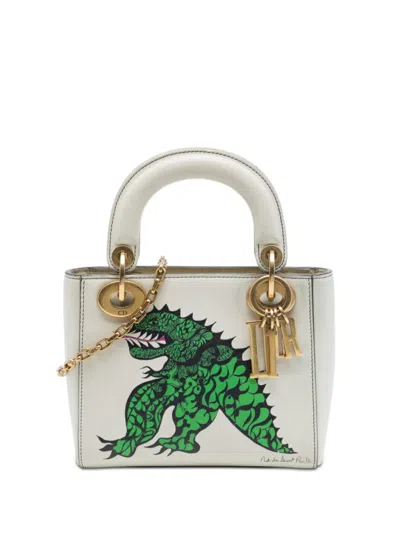 Pre-owned Dior 2017 Limited Edition Niki De Saint Phalle Mini Calfskin Dragon Lady  Satchel In White