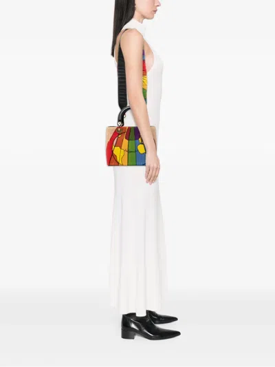 Pre-owned Dior 2017 Medium Canvas Beaded And Embroidered Tarot Judgment Lady  Satchel In Brown