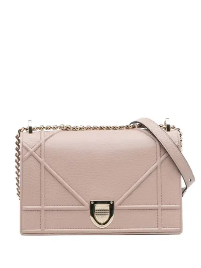Pre-owned Dior 2017 Medium Grained Calfskin Ama Flap Crossbody Bag In Pink