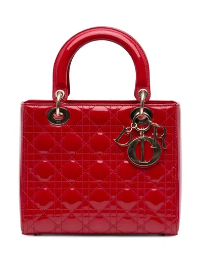 Pre-owned Dior 2017 Medium Patent Cannage Lady  Satchel