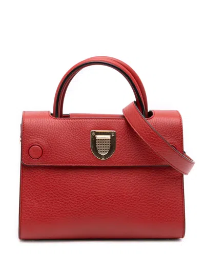 Pre-owned Dior 2017 Mini Grained Calfskin Ever Satchel In Red