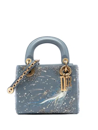 Pre-owned Dior 2017 Mini Lambskin I Feel Blue Lady  Satchel