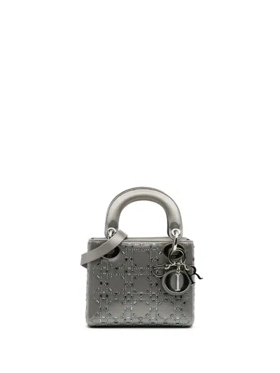 Pre-owned Dior 2017 Mini Satin Cannage Strass Crystal Embellished Lady  Satchel