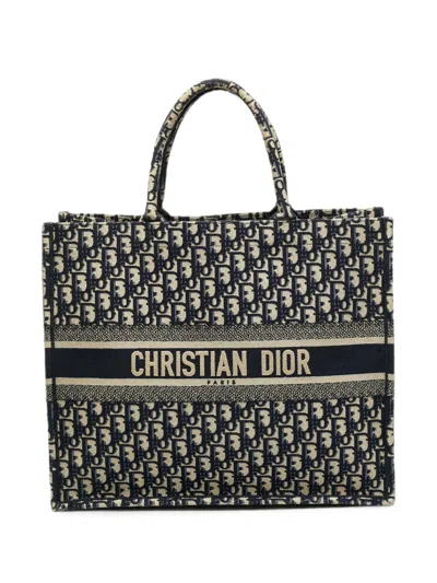Pre-owned Dior 2017 Oblique Book Tote Bag In Blue