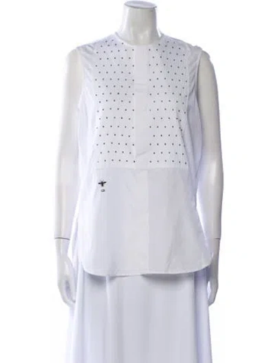 Pre-owned Dior 2017 Polka Dot Print Button-up Top In Neutral