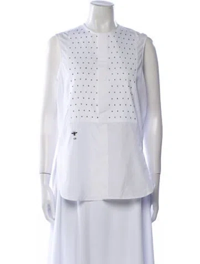 Pre-owned Dior 2017 Polka Dot Print Button-up Top In Neutral