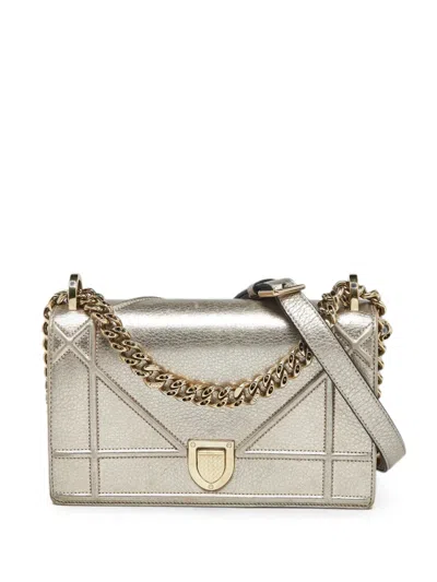 Pre-owned Dior 2017 Small Ama Cannage Shoulder Bag In Gold