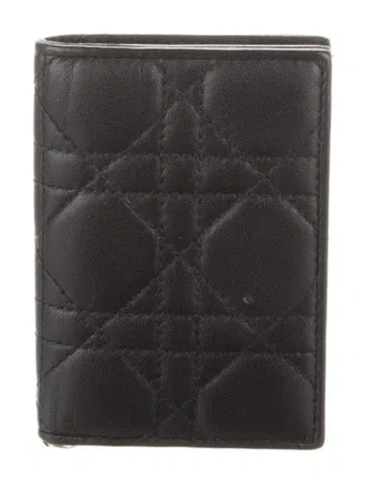 Pre-owned Dior 2017 Small Lady  Flap Card Holder Wallet In Black