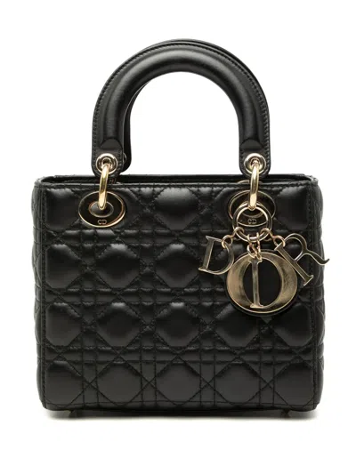 Pre-owned Dior 2017 Small Lambskin Cannage My Abc Lady  Satchel In Black