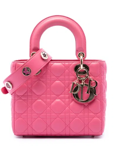 Pre-owned Dior 2017 Small Lambskin Cannage My Abc Lady  Satchel In Pink
