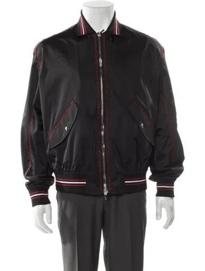 Pre-owned Dior 2017 Striped Bomber Jacket In Black