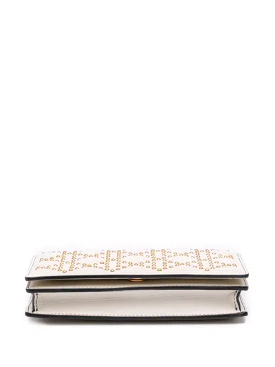 Pre-owned Dior 2017 Studded Calfskin Cannage Lady  Wallet On Chain Crossbody Bag In White