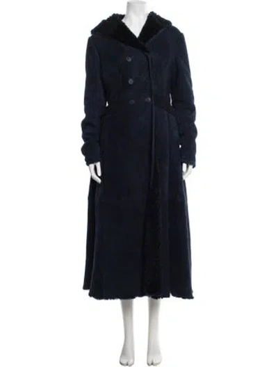 Pre-owned Dior 2017 Suede Faux Fur Coat In Blue