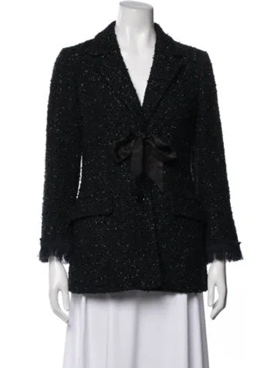 Pre-owned Dior 2017 Tweed Pattern Blazer In Black