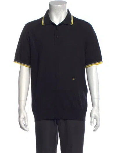 Pre-owned Dior 2017 Virgin Wool Polo Shirt In Black