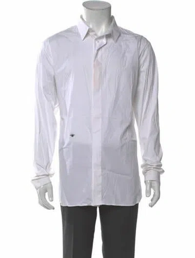 Pre-owned Dior 2018 Bee Accent Tuxedo Shirt In White