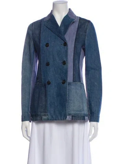 Pre-owned Dior 2018 Colorblock Pattern Denim Jacket In Blue