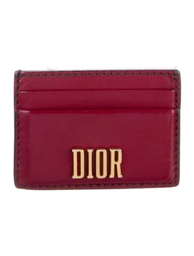 Pre-owned Dior 2018 D-fence Card Holder In Burgundy