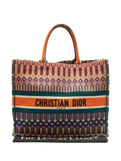 Pre-owned Dior 2018  Book Embroidered Tote Bag In Orange