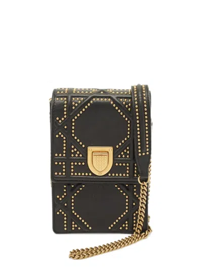 Pre-owned Dior 2018 Ama Studded Mini Bag In Black