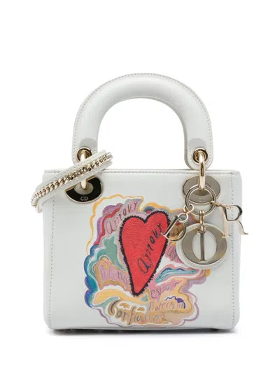 Pre-owned Dior 2018 Amour Niki De Saint Phalle Mini Calfskin Lady  Satchel In White