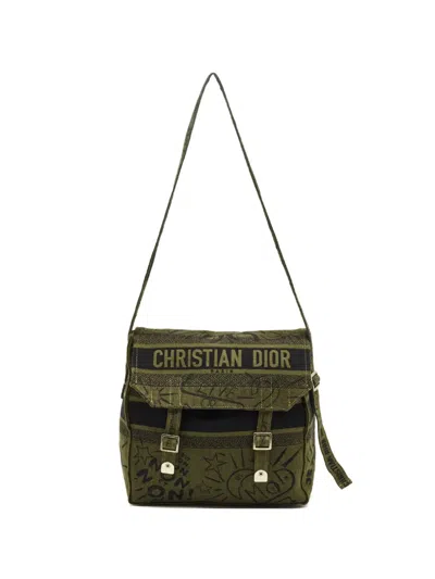Pre-owned Dior 2018 Camp Buckled Shoulder Bag In Green