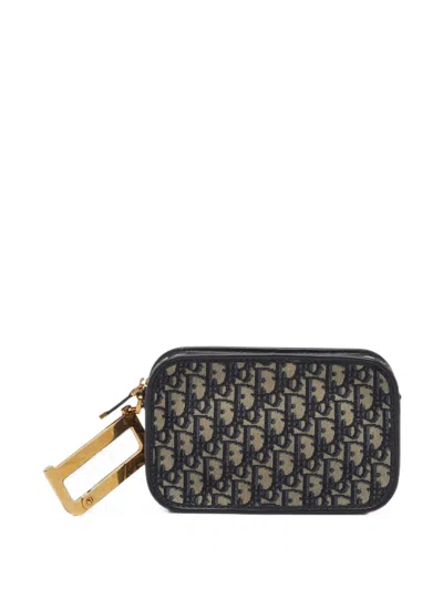 Pre-owned Dior 2018 Quake Oblique Canvas Clutch Bag In Blue